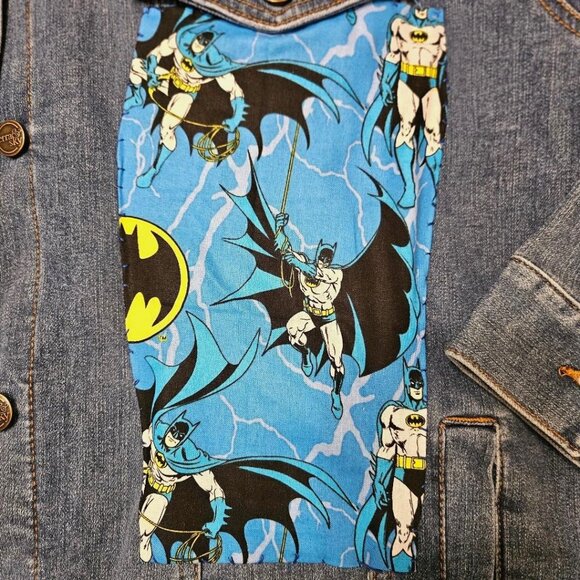 Superheroes Artist Created Denim Jacket Comicon Batman Thor Spiderman Hulk 2XL - Picture 8 of 11